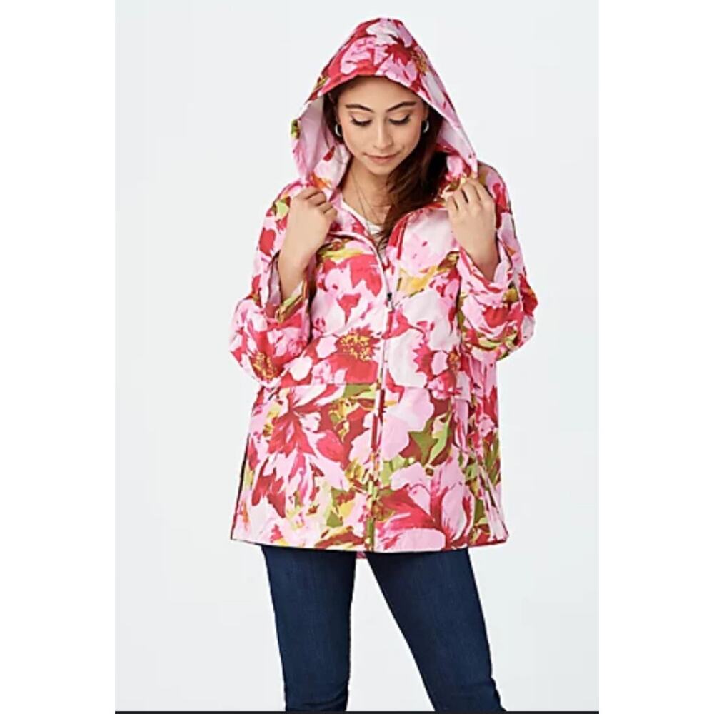 Isaac Mizrahi LIVE! Floral Raincoat‎ size small